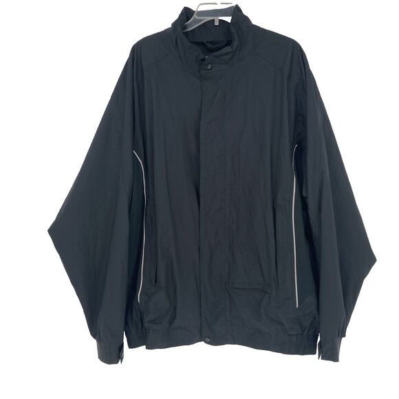 Footjoy Dryjoys Rain Jacket Mens XL Black Full Zip Golf Windbreaker - Picture 1 of 13